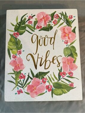 Wall Art - Good Vibes - Pink + Green - 8” x 10”